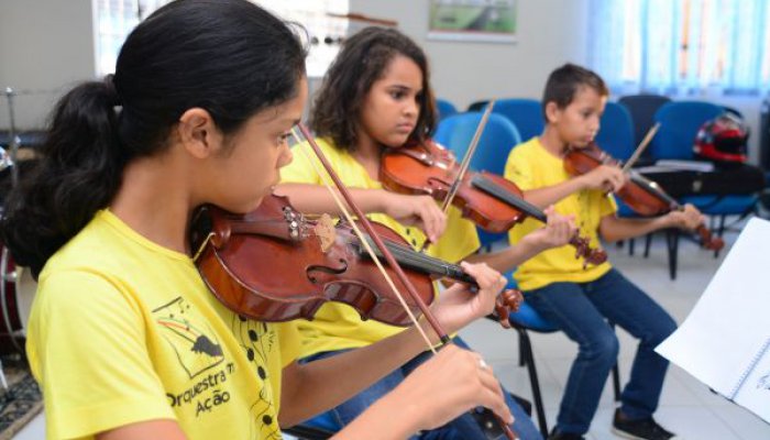 Projeto Orquestra em Ação atende alunos de Escolas estaduais, municipais e particulares 